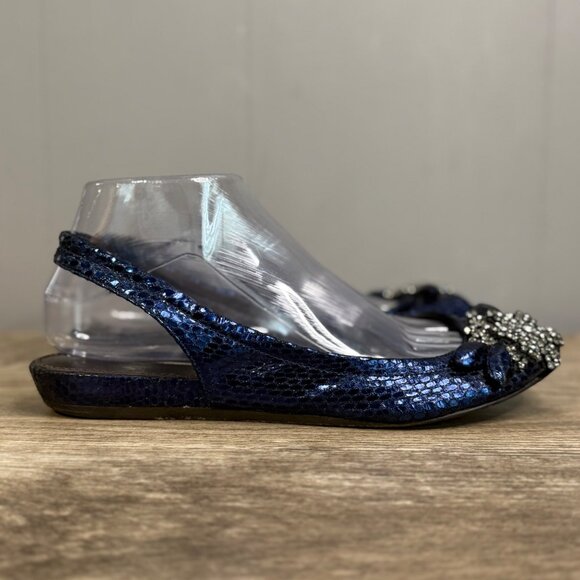 Vera Wang Lavender Luna Blue Ballet Flats Open Toe Sz 8 - Picture 1 of 8